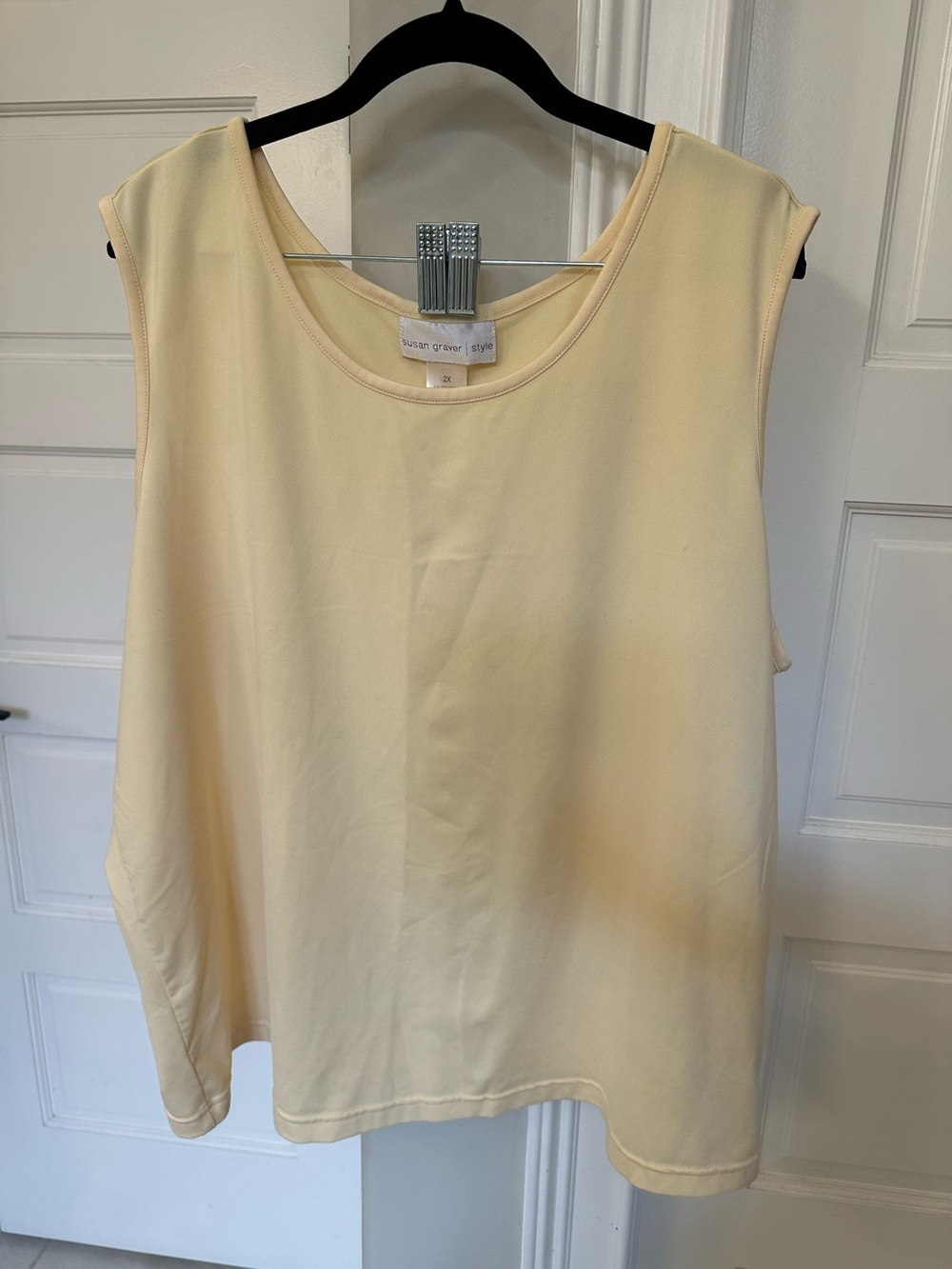 Susan Graver Butter Yellow Liquid Knit 2X Tank Top Scoop Minimalist Layer Plus